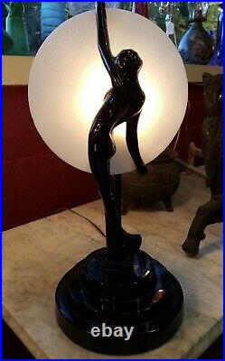 Vintage Art Deco Sarsaparilla Reproduction of Frankart Nude Lamp 1980s