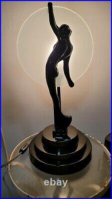 Vintage Art Deco Sarsaparilla Reproduction of Frankart Nude Lamp 1980s