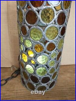 Vintage Art Deco Stained Glass Cylinder Lamp Bar Light