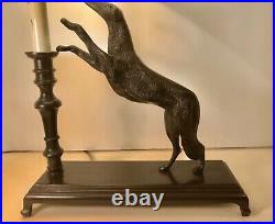 Vintage Art Deco Style Leaping Sighthound Metal Table Lamp Bronze Finish 23.5