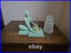 Vintage Art Deco Style Nude Figural Lamp with Frosted Glass Globe