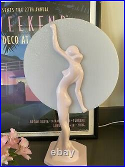 Vintage Art Deco Style Pink Lady Lamp Excellent Condition 20 H X 7 W X 6 D