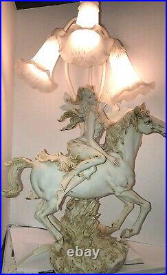 Vintage Art Deco Style Table Lamp Lady On A Horse