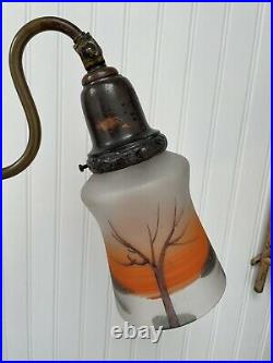 Vintage Art Deco Table Lamp with Reverse hand painted glass shade 26 tall