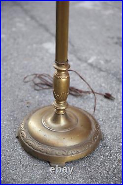 Vintage Art Deco Torchiere Floor Lamp Gothic Glass Shade brass Funeral antique
