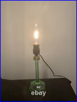Vintage Art Deco Uranium Glass Lamp Base Works And Glows