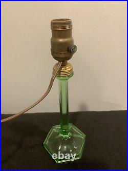 Vintage Art Deco Uranium Glass Lamp Base Works And Glows