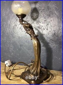 Vintage Art Nouveau Desk Lamp Lady Figurine
