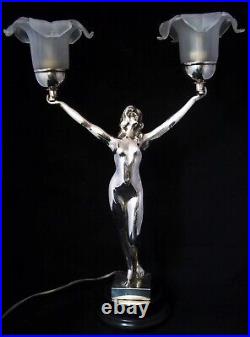 Vintage, Art Nouveau Nude Sensual Lady Figural Table Lamp C. 1910