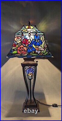 Vintage Art Nouveau Tiffany Style Table Lamp With Lead Stained Glass & Serial #