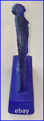 Vintage Art Noveau Art Deco Lady Figural Lamp Blue Glass Lamp Shade 11.5