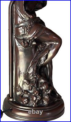 Vintage Art Noveau French Signed by Artist Cold Cast Bronze Table Lamp