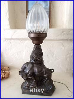 Vintage Arts And Crafts Era Buffalo Lamp
