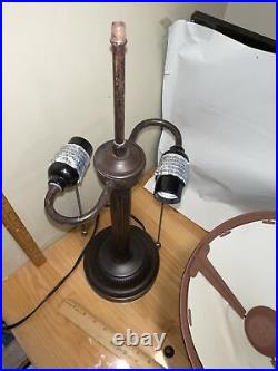Vintage Arts & Crafts Mica Series Tensor Bronze Tone Double Socket Table Lamp