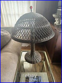 Vintage Arts & crafts Wicker Rattan Lamp