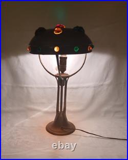 Vintage Austrian Art Nouveau Jeweled Table Lamp Art Deco Successionist Antique