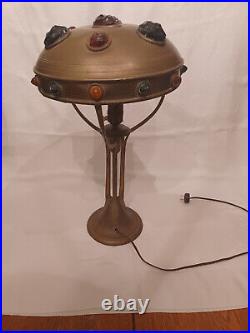 Vintage Austrian Art Nouveau Jeweled Table Lamp Art Deco Successionist Antique