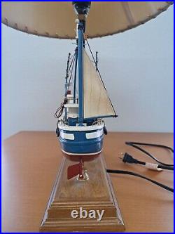 Vintage Boat Motif Table Lamp. Wood, Handmade