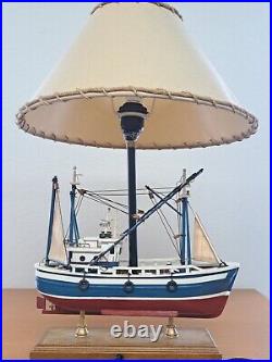 Vintage Boat Motif Table Lamp. Wood, Handmade