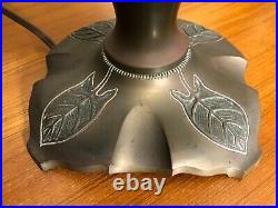 Vintage Bradley & Hubbard (B&H) Brass Table Lamp withUnique Art Studio Slag Shade