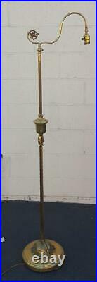 Vintage Brass Art Nouveau Style Floor Lamp WITH Shade VGC WORKS GREAT