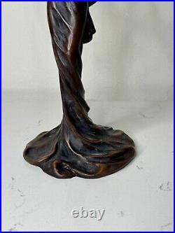 Vintage Bronze Art Nouveau Figural Women Lamp