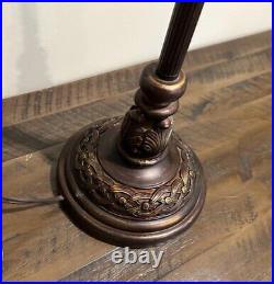 Vintage Bronze Base Table Lamp withBeaded Shade-Chic Shabby- Art Deco-36H X 16W