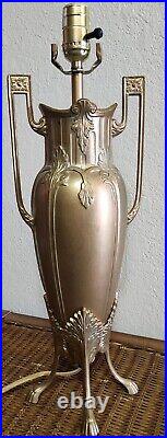 Vintage CCI 8104 Art Deco Lion Footed Metal Table Lamp Brass Gold Tone