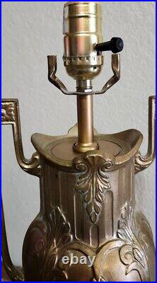 Vintage CCI 8104 Art Deco Lion Footed Metal Table Lamp Brass Gold Tone