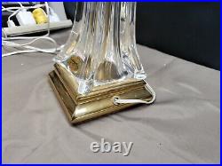 Vintage COFRAC ART VERRIER Hand Blown Heavy Crystal & Brass 20 Table Lamp