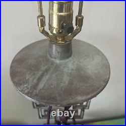 Vintage Chinese Style Art Deco Asian Weathered Bronze Table Lamp Lighting