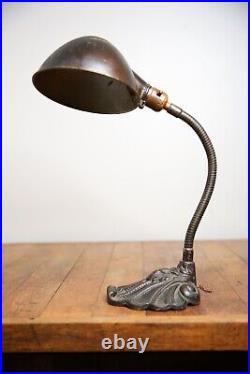 Vintage Desk Lamp antique bankers lamp industrial light Art Deco shade gooseneck