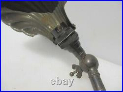 Vintage Desk Light Sconce Lamp Shell Shade Wall Brass & Iron Antique Art Deco
