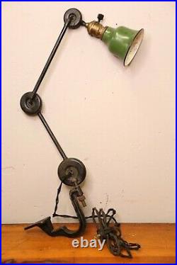 Vintage Edon industrial Light articulating lamp drafting table Cast Iron Bracket