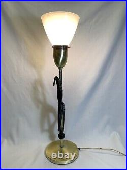 Vintage, Elegant, Art Deco Working Rembrandt Gazelle Lamp With Glass Shade
