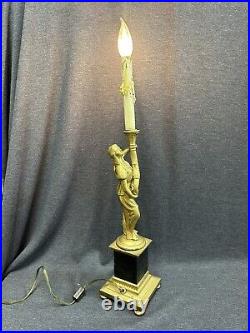 Vintage Figural Art Nouveau Deco Goddess Lady Table Lamp Light