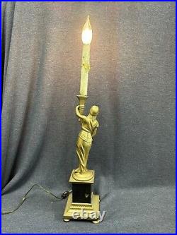 Vintage Figural Art Nouveau Deco Goddess Lady Table Lamp Light