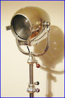 Vintage Film Movie Light Antique Art Deco Silver Alessi Floor Lamp Eames Theatre
