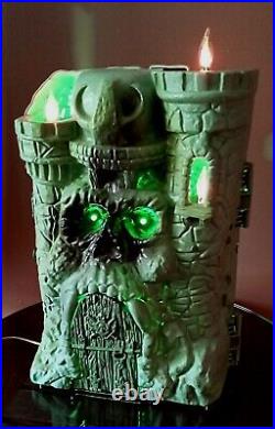 Vintage Folk Art Halloween He-Man Castle Skull Lamps Light Set Decor Vtg (Video)