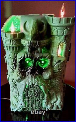 Vintage Folk Art Halloween He-Man Castle Skull Lamps Light Set Decor Vtg (Video)