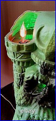 Vintage Folk Art Halloween He-Man Castle Skull Lamps Light Set Decor Vtg (Video)