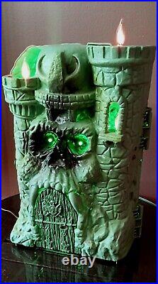 Vintage Folk Art Halloween He-Man Castle Skull Lamps Light Set Decor Vtg (Video)