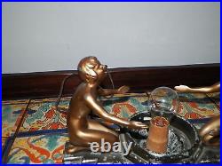 Vintage Frankart Art Deco Table Lamp 2 Nudes Chippy Original Paint