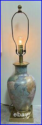 Vintage Frederick Cooper Ceramic & Brass Multi Color Art Deco Lamp