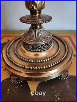 Vintage French Art Nouveau Table Lamp With Shades. 2 Socket