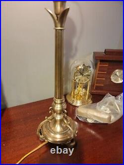 Vintage Gold Solid Brass Candlestick Table Lamp Footed Buffet Tall 27