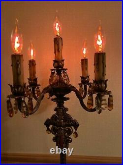 Vintage Gothic Candelabra Floor Lamp Victorian Art Nouveau Style Boudoir OOAK