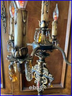 Vintage Gothic Candelabra Floor Lamp Victorian Art Nouveau Style Boudoir OOAK