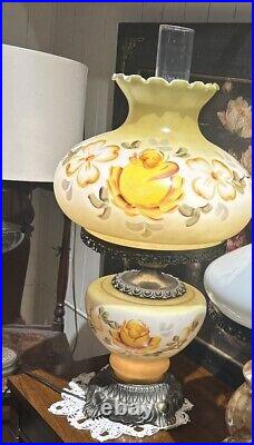 Vintage Hurricane Parlor Gone with the Wind Lamp Floral Hand-Painted