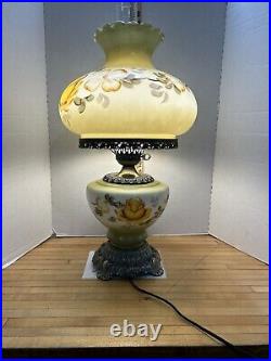 Vintage Hurricane Parlor Gone with the Wind Lamp Floral Hand-Painted
